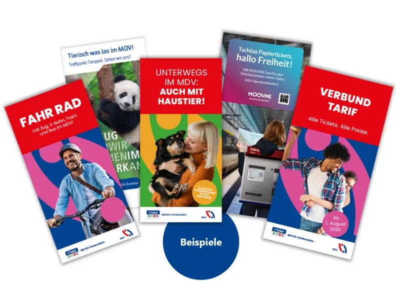 Foto von einer Auswahl von Flyern und Broschüren des MDV