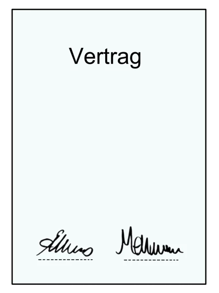 Vertrag heißt: 2 Menschen schreiben eine Abmachung.