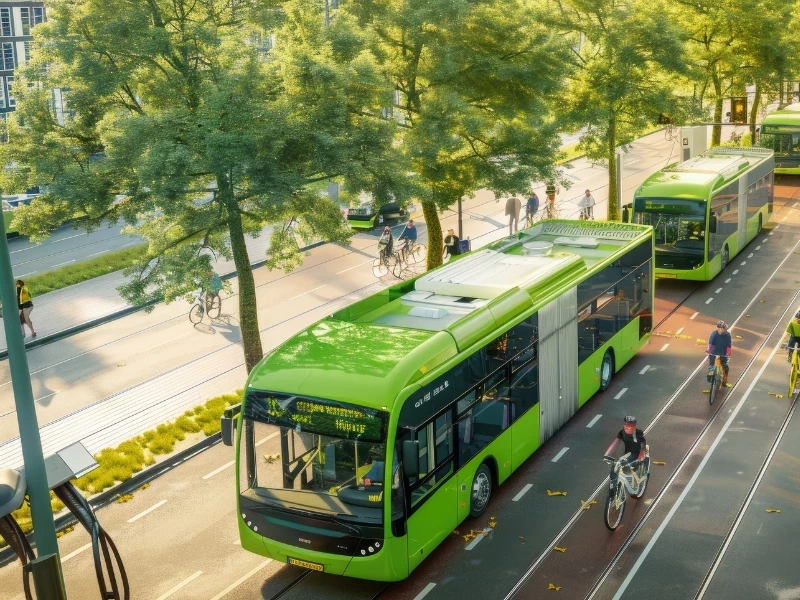 Bus auf einer Straße in der Innenstadt