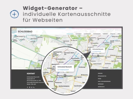 Ein Bildschirmscreen und beschriebene Vorteile für den Widget Generator im Interaktiven Liniennetz