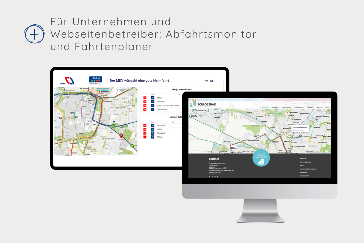 Abfahrtsmonitor und Widget Tool in der interaktiven Karte Abfahrtsmonitor und Widget Tool in der interaktiven Karte