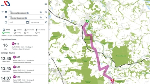 interaktiver Liniennetzplan mit Verbindungsauskunft